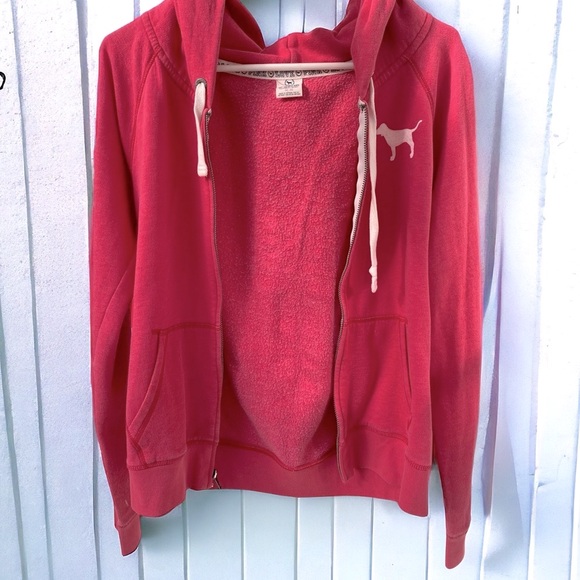 PINK Victorias Secret Love Pink 1986 Zip Up Hoodie Sweatshirt Women’s Size Med - Picture 3 of 8